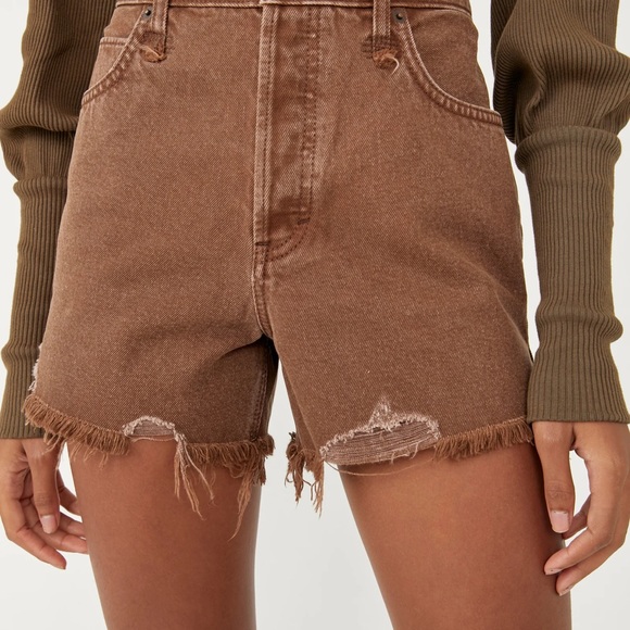 🍫 Free People We the Free Makai Cut Off Brown Denim Shorts 🍫 - Picture 1 of 14